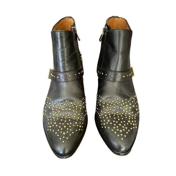 & OTHER STORIES Stud Ankle Boots Leather Black & Gold Size 41 - Picture 2 of 11